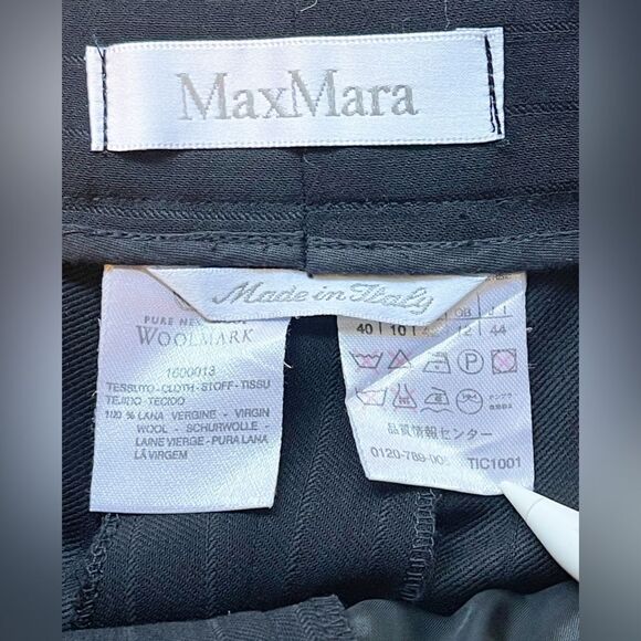 MaxMara black trousers Wool Pinstripe Pants 10 - Picture 6 of 7